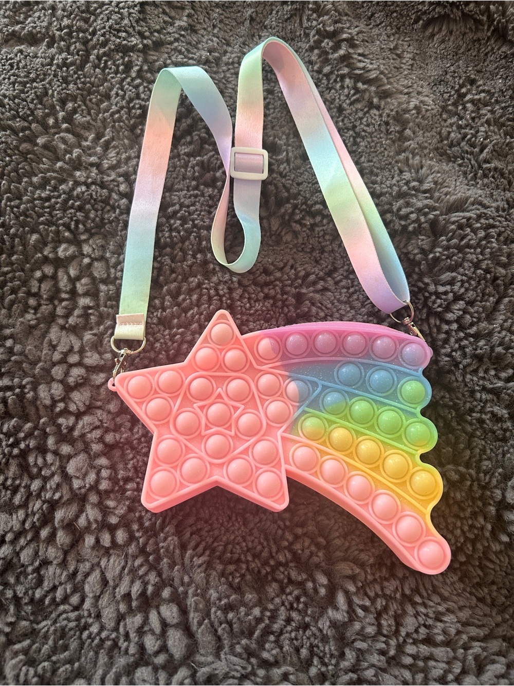 Pastel Rainbow Star Pop-It Crossbody Bag - Kids Accessories
